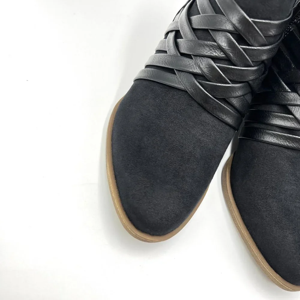 6W‎ 6 WIDE Lifestride Womens Prairie Black Faux Vegan Suede Leather Ankle Boots